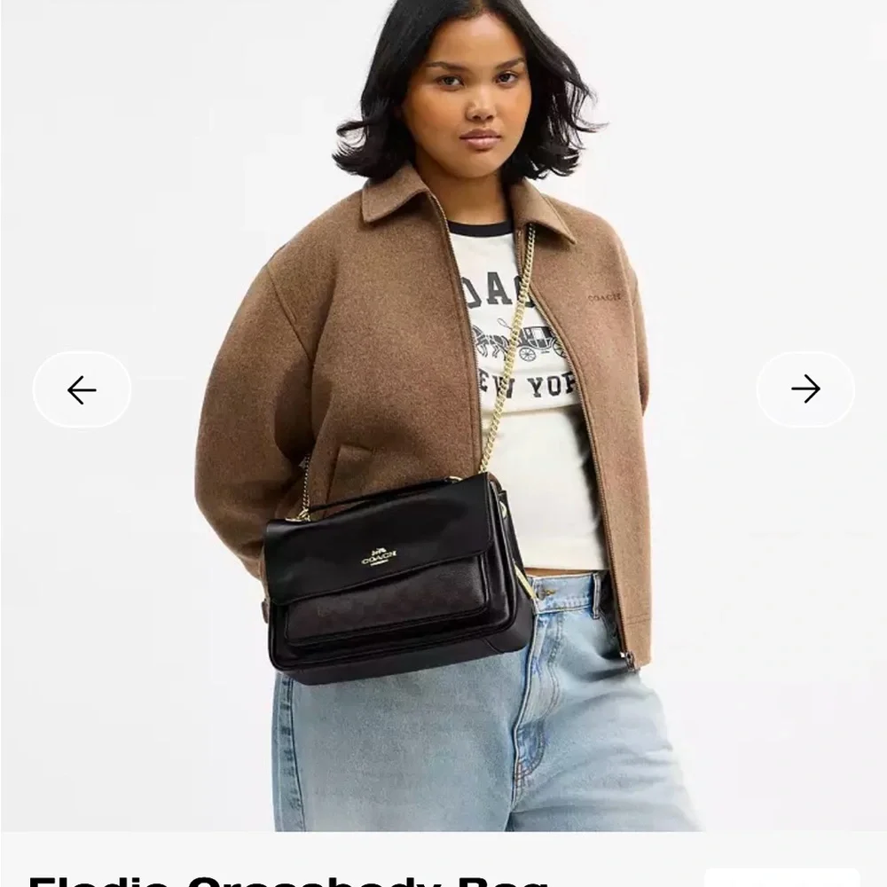 Coach Elodie - Black and Brown Pebble Leather Crossbody Bag - Picture 1 of 15